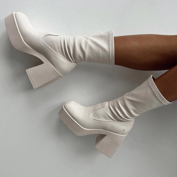 Windsor smith baddest buttermilk chunky platform sock boots - Picture 1 of 8